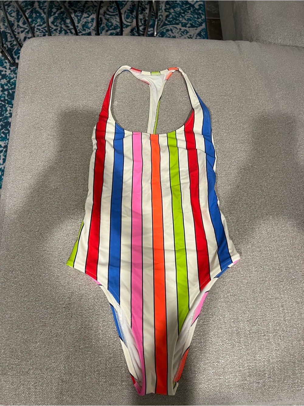 Aerie Bright Multicolor Vertical Stripe One-Piece Swimsuit